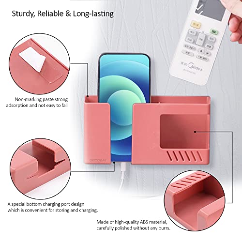 D3 Wall Mount Phone Holder, Punch-Free Wall-Mounted Mobile Phones Charging to Stand, Sticky Remote Control Storage Box Bedside Lazy Mobile Phone Rack, Multipurpose Storage Box (Red) - color: Red