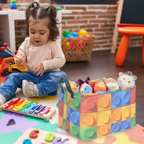 FXOLCSHE Building brick Basket,Building block book storage box,Laundry hamper,Waterproof foldable Kid's laundry basket,Shelf box,Baby Room decor(Building block) - color: Block