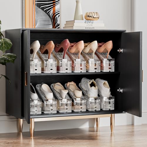 Neprock Shoe Slots Organizer for Closet,12 Pack Acrylic Shoe Stackers for A Pair of Shoes,3 Levels Adjustable Shoe rack storage Shoe Space Saver 50%(Clear,12 Pack) - size: 12 Pack