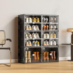 Vipbox Black Shoe Rack Organizer Cabinet for Closet Entryway,Clear Shoe Storage Boxes Stackable Sneaker Storage with Door Easy Assembly Shoe Cabinet with Lids Large 5 Tiers 20 Pairs - size: 5 Tiers 20 Pairs