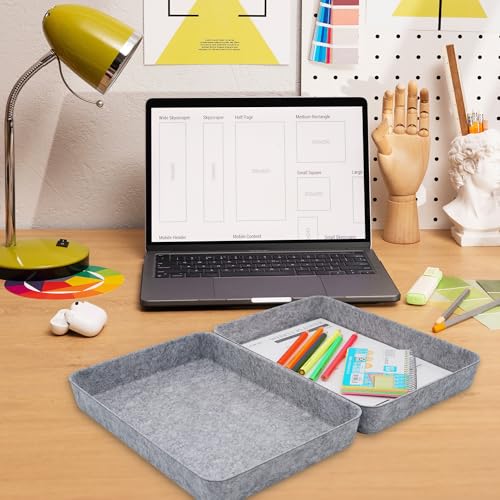 Welaxy 2-piece Office desk drawer organizer tray letter-size documents A4 paper book file Folder Holder storage bins (Gray) - color: Gray