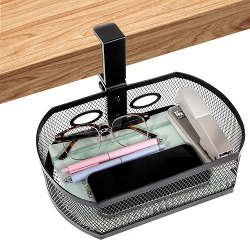 Under Desk Storage Drawer Organizer, Clamp on Under Table Shelf Hanging Desk Mount Tray Attachable Drawer Basket for Home Office Desktop Clutter Management Space Saving