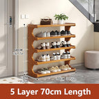 KNERS Bamboo Shoe Rack, Multi-Layer Space-Saving Shoe Organizer for Entryway, Bedroom or Living Room, Stable & Easy to Install, 3-Tier / 5-Tier / 6-Tier Options (5 Layer - 70cm) - size: 5 Layer - 70cm
