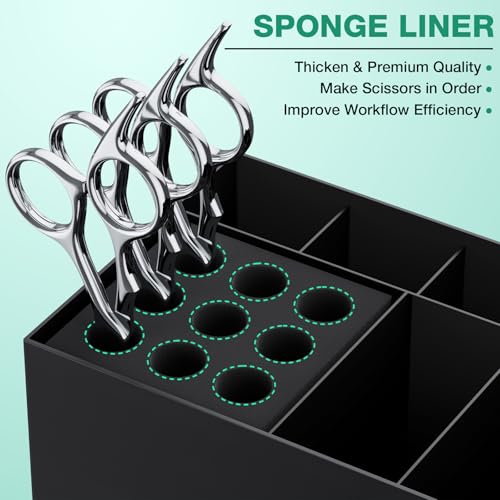 Noverlife Hair Salon Scissor Holder Box, Shear Holder for Stylist, Professional Hairdressing Scissors Rack Barber Organizer Box for Storage Combs Clips Brushes Holder, Barber Supplies Shear Case - color: Checkered Style2 - Black