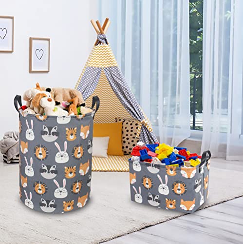 CLOCOR Kids Laundry Basket,Collapsible Fabric Storage Container,Baby Nursery Hamper for Boys,Kids Toys Bucket,Room Decor,Gift Basket(Animal Heads) - color: Animal Heads