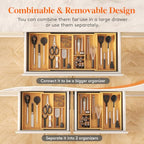Lifewit Expandable Utensil Organizer for Kitchen Drawer, Adjustable Cooking Silverware Tray, Plastic Cutlery Flatware Holder, Spatula Tools Gadgets Storage Divider, 21- 36 x 16", Bamboo, Natural - color: Natural