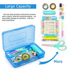 Tamaki 1 Pack Plastic Pencil Box Large Capacity Pencil Boxes Clear Boxes with Snap-tight Lid Stackable Design and Stylish Office Supplies Storage Organizer Box, Blue - color: Blue