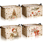 4 Pack Christmas Storage Bin Collapsible Large Christmas Storage Baskets for Gifts Xmas Tree Canvas Laundry Basket Foldable Box with Handle for Office Home Bedroom Clothes Toys Holiday Decor - style: Snowman