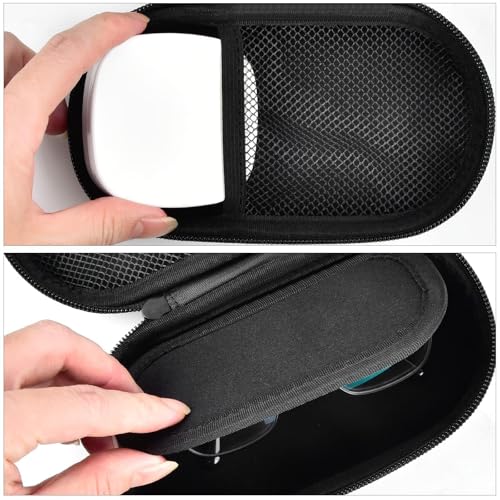GWCASE Portable 2 in 1 Contact Lens Case and Glasses Case, Traveling Contact Cases Bag Box Holder with Soak Storage Kit Included Built-in Mirror, Tweezer, Lens Solution Bottle and Hand Strap-Black - color: Black