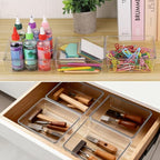 Ohlove 6 Pcs Large Clear Plastic Drawer Organizers Tray 6" x 6" Storage Bins with 25 Pcs Non-Slip Pads for Makeup, Jewelries, Kitchen Utensils, Bathroom and Office - size: 6"x6"