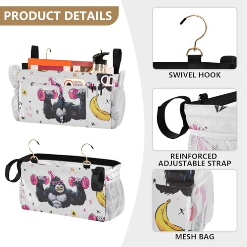 Bedside Caddy Metal Frame Hanging Organizer Bunk Bed Dorm Accessories Hook And Loop Storage Bag Large Pockets Gorilla Lifting Dumbbells White - color: Gorilla Lifting Dumbbells White