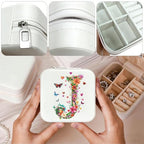 Monogram Jewelry Box Portable Print Jewelry Box, White Compact Jewelry Box Travel Jewelry Case Travel Case Organizer Bag Storage Box Jewelry Holder For Necklace Earrings Rings Bracelet (Letter J)
