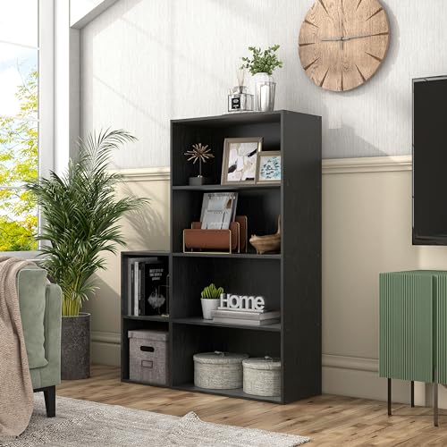 Homes: Inside + Out Apexa 4-Tier Cube Storage Organizer Shelves, Stackable Wood Bookcase Fits Cubby Bins for Organization, Dorm Teen Room Decor & Home Office, Black - color: Black, size: 4-Tier