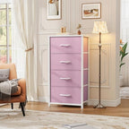 DWVO Storage Drawer with 4 Drawers - Fabric Dressers, Dresser for Bedroom, Living Room, Closets - Sturdy Steel Frame, Wooden Top & Easy Pull Fabric Bins - color: Pink, style: 4-Drawer