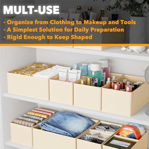 SpaceAid Drawer Organizer Clothes, 12 Pack Dresser Organizer Bins for Nursery, Closet Organization and Storage Dividers for Clothing, Baby Clothes, Underwears, Socks (Beige) - color: Beige, size: 12 Pack