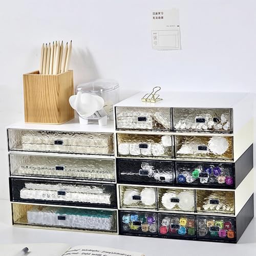 Desktop drawers, stackable plastic drawers, stationery and office supplies (Black, 2 Compartment) - color: Black, size: 2drawers