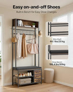 VEVOR Hall Tree with Bench and Shoe Storage, Entryway Bench with Coat Rack, 3 Drawers, 3 Storage Cubbies, 7 Hooks with Soft Cushion for Entryway, Hallway - size: 70.9" * 31.5"