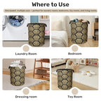 Gold Black Damask Flowers Laundry Basket - Extra Large Foldable Washable Laundry Hamper with Handles, Storage Bin for Bathroom/Laundry/Bedroom/Dorm - color: Golden Damask Flowers