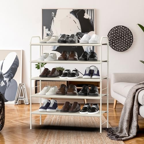 SIMPLE HOUSEWARE 5-Tier Shoe Rack Storage Organizer, White - color: White, size: 5-Tier