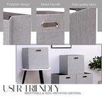 Cube Storage Bins 13×13x13 Inch Linen Foldable Box with Handles, Collapsible Organization Basket Set of 4 Large Capacity Grewer for Closet Shelf Cabinet Bookcase Bedroom, Silver Grey - color: Grey