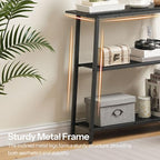 HOOBRO 30" Narrow Console Table, 3-Tier Small Entryway Table with Storage Shelves, Behind Couch Sofa Table, Hallway Table for Entryway, Foyer, Hallway, Living Room, Black BB62XG01 - color: Black