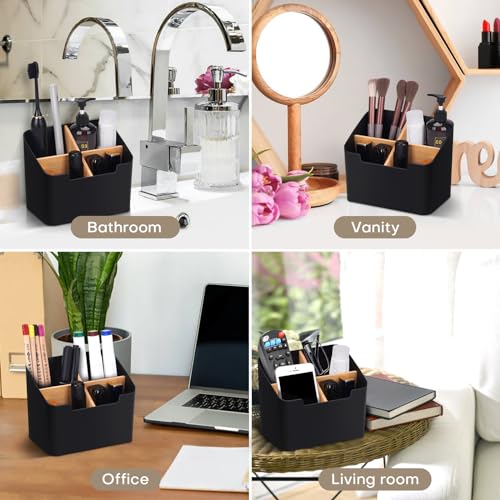 Ayswupt Toothbrush Holders for Bathrooms,Electric Toothbrush and Toothpaste Holder with Divider for Bathroom Countertop Organizer,Toothbrush Caddy for Kids Family Counter Vanity Storage Black - color: Black, size: Small (1 Pack)