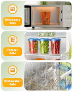 BiuLeon 12 Pack-34 oz Freezer Storage Containers, Plastic Food Storage Containers with Twist Top Lids, BPA Free and Reusable Soup Containers with Lids, Leakproof/Microwave/Dishwasher Safe - color: 12Pack-34oz