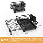 SNTD Dish Drying Rack - Extendable Dish Rack, Large Sink Drying Dish Drainer for Kitchen Counter, Stainless Steel Dish Strainer with Utensil Holder (Black) - color: Black