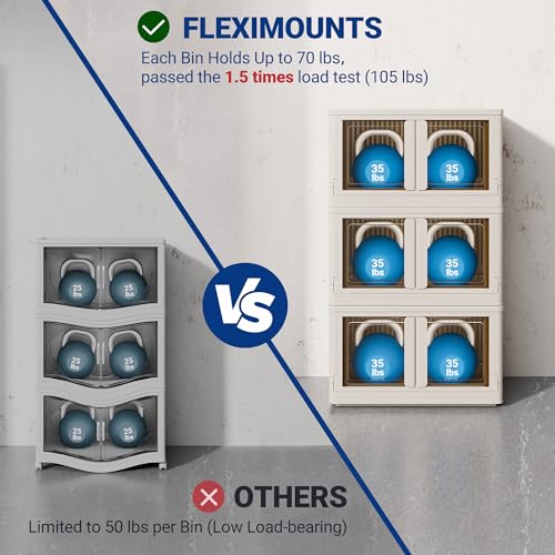 FLEXIMOUNTS 228 QT Stackable Storage Bins With Lids, Collapsible Plastic Storage Bins With Doors and Built-in Wheels For Home Dorm Closet Organizers and Storage, 3 Pack Cubes, Milky White - color: Milky White, size: 76 Qt-3 Pack