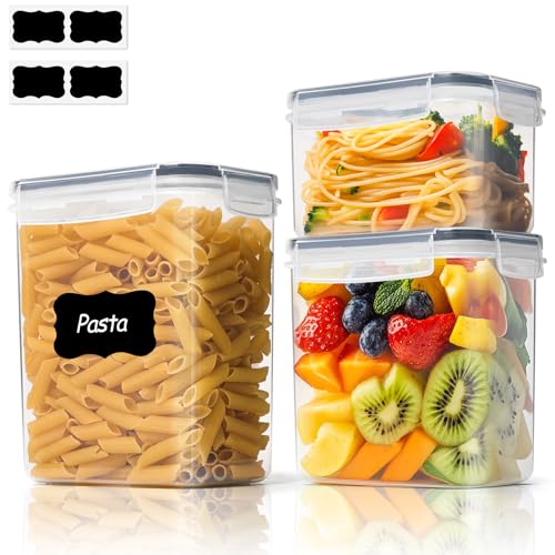ComSaf Food Storage Containers with Lids Set of 3 (2L/2.1Qt) (1.4L/1.5Qt) (0.8L/0.8Qt), Airtight Food Storage Container, Plastic Canister Sets for Kitchen, Pantry Organizer for Sugar, Cereal and Snack - size: 2.1Qt/1.5Qt/0.8Qt-Rectangle