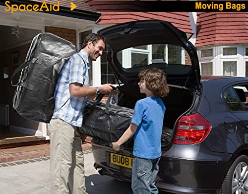 SpaceAid Heavy Duty Moving Bags, Extra Large Storage Totes W/Backpack Straps Strong Handles & Zippers, Alternative to Moving Boxes, Packing & Moving Supplies, Black (10 Pack) - color: Black, size: 10 Pack