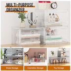 KEFA XL Shoe Storage Box Organizer, 8 Pack Shoe Boxes Clear Plastic Stackable, Sneaker Display Case Container Fit for US 13 (Side 8 PACK CLEAR) - color: 8 PACK CLEAR