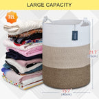 COMSE Extra Large Blanket Basket, Tall Woven Storage Basket, Nursery Hamper, 15.7”x 21.7”, Cotton Rope Laundry Hamper for Toys Clothes Towels, White/Gradient Brown - color: White & Gradient Brown