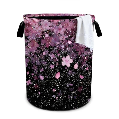 Cherry Blossoms Laundry Basket Storage Bin Foldable Laundry Hamper Clothes Storage Bucket Organizer 19.6x15.7 Inch For Laundry Room/Bedroom/Bathroom - color: Cherry Blossoms