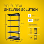 Plano 5-Shelf Plastic Storage Shelves, 73” x 36” x 18”, 750lb Capacity, Pantry, Office, Closet and Garage Shelves, Easy to Assemble, Durable Plastic Shelving Unit - size: 5-Shelf 750lb