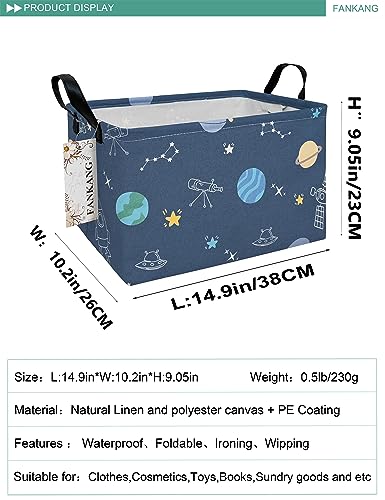 FANKANG Storage Bins, Nursery Hamper Canvas Laundry Basket Foldable with Waterproof PE Coating Large Storage Baskets for Kids Boys and Girls, Office, Bedroom, Clothes,Toys(Rec-Colorful Space - color: Rec-Colorful Space
