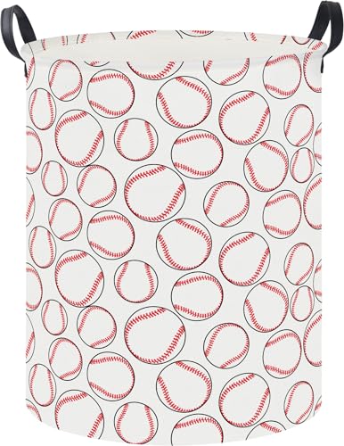19.7" Laundry Basket,Kids Dirty Clothes Hamper,Waterproof Toys Storage Bin,Room Decor,Gift Baskets,Baby Nursery Hamper(Baseball) - color: Baseball