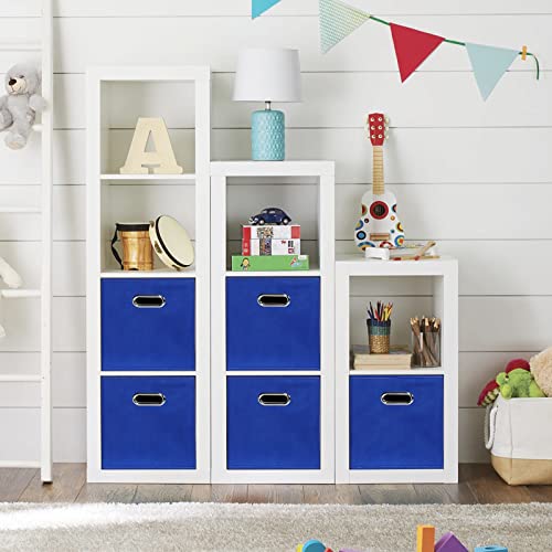 Dark Blue Fabric Storage Bins, Set of 3, 11x11x11, Foldable Cube Bins for Cloth or Accessory Storage - color: Dark Blue, size: 3 Pack