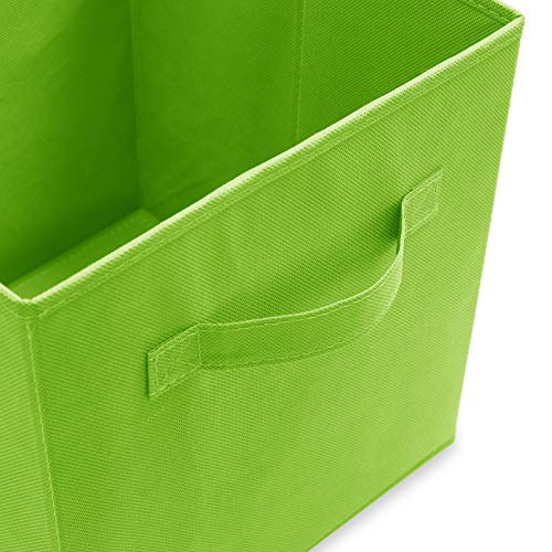 Casafield Set of 6 Collapsible Fabric Cube Storage Bins, Lime Green - 11" Foldable Cloth Baskets for Shelves, Cubby Organizers & More - color: Lime Green, size: 10.5" x 10.5" x 11"