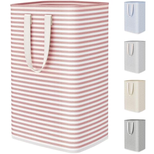 Lifewit 75L Large Collapsible Laundry Hamper, Tall Foldable Dirty Clothes Baskets Waterproof, Freestanding Design with Easy Carry Handles in Dorm Bedroom Bathroom College, Pink - color: Pink, size: 75L
