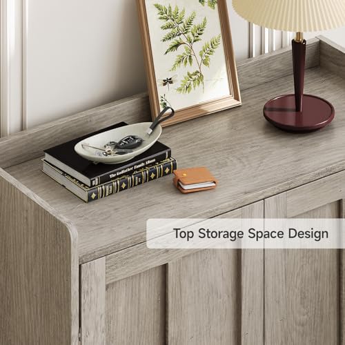 ComfyCorner Grey 7+1 Tier Farmhouse Shoe Storage Cabinet - 45" Tall Entryway Organizer with Cross Molding Doors, 3 Adjustable Shelves & Metal Legs, Shoe Rack for Front Door Entrance - color: Grey