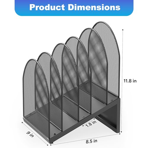 gianotter Desktop File Organizer, Desk Organizer with 5 Compartments, Paper Organizer for Desk, Workspace Organizers for Office Supplies (Black, Inclined Style) - color: Black, size: Inclined Style