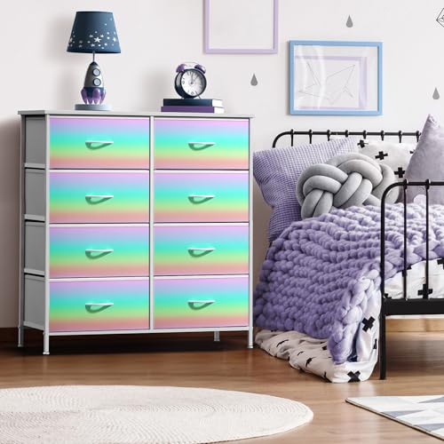 Sorbus Kids Dresser with 8 Drawers - Storage Unit Organizer Chest for Clothes - Bedroom, Kids Room, Nursery, & Closet (Rainbow, 31.5 x 12 x 32-8 Drawer) - color: Colorful, style: 8-Drawer