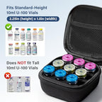 9 Slots Peptide Case, Insulin Vial Protector Fridge Holder Storage Case for Diabetics Standard 10ml U-100 Vials, Insulin Vial Organizer Bag Insulin Carrying Case with Wrist Strap (Black)