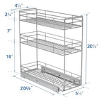 ROOMTEC Pull Out Spice Rack for Narrow Cabinet (5½" W X 20½" D),3 Tier Slide Out Cabinet Organizer and Pull Out Shelves Under Cabinet Storage for Kitchen, Chrome - size: 5½" W X 20½" D,3 Tier