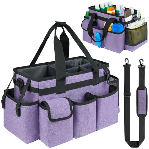 Cleaning Caddy,Cleaning Bag for Housekeepers,Cleaning Supplies Organizer with Handle,Purple - color: Purple, size: Medium