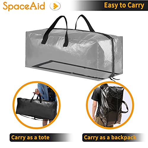 SpaceAid Heavy Duty Moving Bags 8 Pack, Large Storage Totes Bins with Backpack Straps, Strong Handles & Zippers, Packing Moving Boxes Supplies, College Dorm Room Essentials, Black - color: Black, size: 8 Pack
