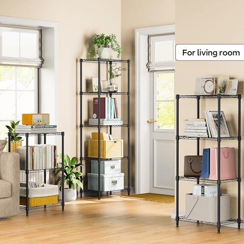 M MZG 4 Tiers Shelf Metal Storage Shelves Wire Rack Closet Organizers for Garage Kitchen Bathroom Laundry Black 11.8" D x 17.7" W x 41.9" H - color: Black, size: 4 Tiers, 11.8"D x 17.7"W x 41.9"H