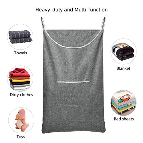 SAVERHO X-Large Door Hanging Hamper Bag,2 Pack Large Capacity Hanging Laundry Hamper Basket with Wide Opening Dirty Clothes Laundry Hamper Storage Bag Size 35X22inch(Grey-2Pack) - color: Grey-2Pack