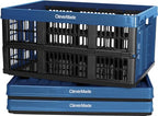 CleverMade Collapsible Utility Crates, Ocean, 3 Pack, 45L/11 Gal, 66 lbs Capacity, Stackable Containers, Heavy Duty, Space-Saving Baskets,Polypropylene (PP) - color: Ocean, size: 45L - 3 Pack